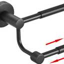 BESy Adjustable 16-26 Inches Double Bath Towel Bar for Bathroom SUS304 Stainless Steel Towel Holder, Hotel Style Wall Mount with Screws Hand Towel Bar Towel Rack Rod Hanger, Matte Black Finish