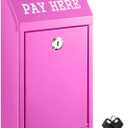Yaocom Safe Metal Cash Box for Farm Stand – Money Drop and Secure Donation Collection, Wall Mount Lockable Unit with Pre Drilled Holes for Outdoor Self Serve(Rose Red,10.2 x 5.7 x 2.8 Inch)