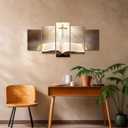 CXHOSTENT Jesus Canvas Wall Art 5 Piece Holy Bible and Cross Pictures Prints God Poster Christian Spiritual Paintings for Office Prayer Room Decor (Jesus-1, 16"x24"x2, 16"x32"x2, 16"x40"x1)