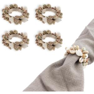 Karma, Seashell Napkin Holder Set of 4, Napkin Ring for Home and Kitchen Dcor, Seashell