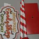 Christmas Candy Shop Yard Signs Stake 30" H Metal Decoration Yard Stand Sign Stake with Lollipop Fudge Sign Festival Holiday Display for Front Door Indoor Outdoor Rustic Garden Patio Porch Decor