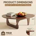 SoulNest Mid Century Small Coffee Table, Walnut Coffee Table for Living Room, Suitable for Living Room, Reception Room or Office (Small, Triangle), 32.3"d X 22"w X 16.5"h