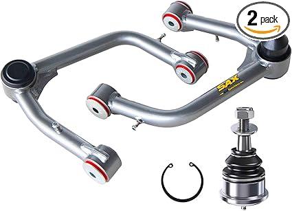 Front Upper Control Arms for 2019-2024 Chevy Silverado 1500 GMC Sierra 1500, 2-4" Lift Silver Tubular Arms with PU Bushings and 1 Spare Ball Joint