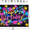 Graffiti Happy Birthday Backdrop 7x5ft Colorful Painting Birthday Party Decorations Background Neon Glow in The Dark Banner Photo Booth Props