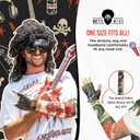 Watt's Wigs 80s Rock Star Costume Men  Black Wig with Headband, Tattoo Sleeve & Glove  80's Rocker Outfit for Men, Rockstar Wig, 1980s Costumes for Adults, Halloween Cosplay