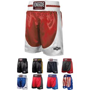 Ringside Pro-Style Boxing Trunks, Satin Shorts for Men and Women, Ideal for Boxing, MMA, Muay Thai (Red/White), L