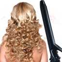 abp 1.25 Inch Curling Iron Extra Long Barrel with Ceramic Coating for Long/Medium Hair,1 1/4 INCH LCD Display Instant Heat up to 450F with clamp,Hair Style Tool Girls & Women, Black