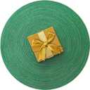 AHHFSMEI Round Braided Placemats Set of 6 Round Table Mats for Dining Tables Natural Woven Heat Resistant Place mats 15 Inch (Christmas Green, 6)