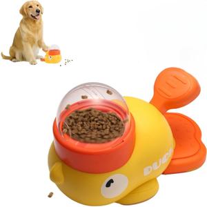 Dog Cat Treat Dispenser Toy, Interactive Dog Puzzle Toy, Slow Feeder (Yellow)