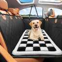 Backseat Dog Bed Non-Slip, Back Seat Pet Mat, Soft and Comfortable Dog Seat Covers for Travel, Pet Car Blanket for Backseat Extender and Seat Covers (Black & White, 51.2" x 24.6")