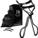 Brilliant Beauty Eyelash Curler with Satin Bag & Refill Pads - Award Winning Eye Lash Curlers for Dramatically Curled Eyelashes & Lash Lift in Seconds (Jet Black)