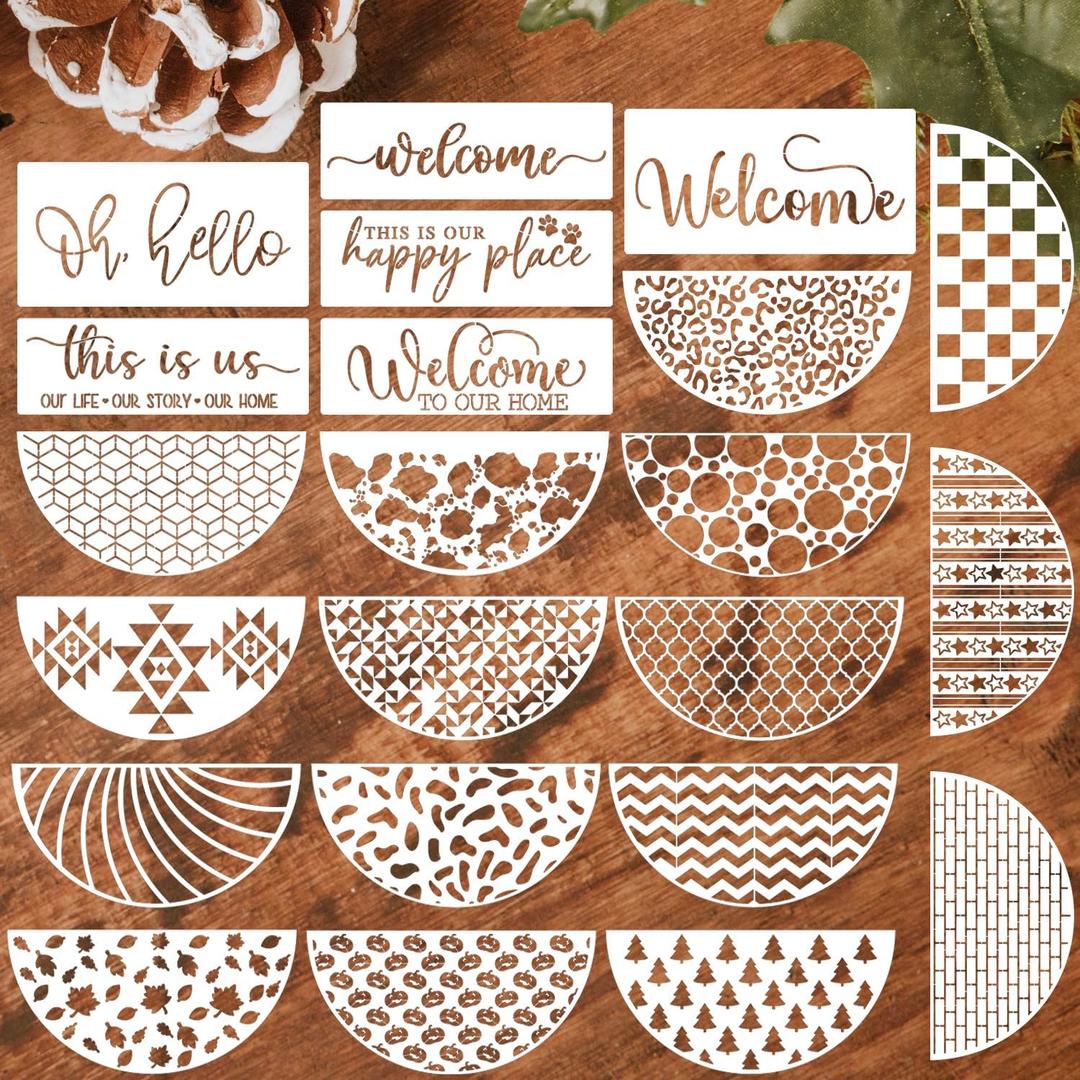 Welcome Stencils for Painting on Wood 12 Welcome Stencil for Door Mat Half Round Stencils for Wood Sign Doormat Fabrics