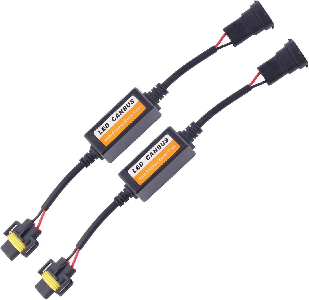 H11 H8 H9 CANbus Decoder, Plug-and-Play Anti Flicker Harness Adapter for LED Headlight Conversion Kit, Error Code Canceler for Turn Signal & Fog Lights (2-Pack)