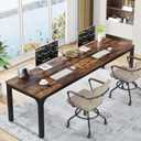 Tribesigns 78.7 Inches Extra Long Computer Desk 2 Person Desk, Double Long Desk, Workstaion for Home Office, Brown+Black, Large
