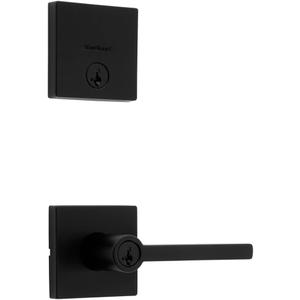 Kwikset 991 Halifax Keyed Entry Lever and Single Cylinder Deadbolt Combo Pack Featuring SmartKey and Microban in Matte Black (No Size)