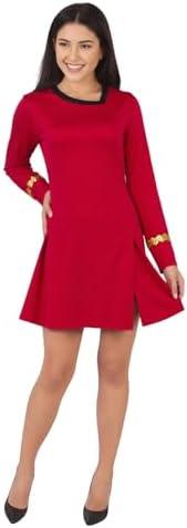 Starfleet Captain Officer Duty Dress for Women Halloween Starship Commander Cosplay Costume Red Uniform L