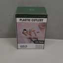 Lullaby 120PCS Gold Plastic Silverware, Gold Disposable Cutlery with Wood Grain Handle Include 40 Forks, 40 Spoons, 40 Knives, Elegant Disposable Silverware for Wedding, Party, Gathering, Daily Use