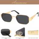 AMOMOMA Retro Rectangle Sunglasses for Womens 90s Y2k Narrow Square Sunglasses Metal Frame Polarized AM6641