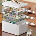CTIME 3-Tier Medicine Organizer - Portable Medicine Cabinet with Leather Handle, Empty First Aid Kit for Home,Regular 3-Tier