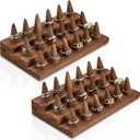 Juexica 2 Pcs Wooden Ring Display Ring Holder Display Stand for Jewelry Wood Jewelry Counter Showcase 3 Step Rings Organizer for 18 Rings Storage Selling (Brown)