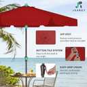 JEAREY 9 FT Patio Umbrella Outdoor, Table Umbrellas Market Umbrella w/Push Button Tilt/Crank, 8 Sturdy Ribs(Red)