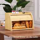 Kitsanery Bread box for kitchen countertop, Bamboo bread storage, Roll-Top Bread Container, Farmhouse Bread Holder for Homemade Bread ( Single Layer)