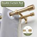 Double Curtain Rods 36-72 Inches for Windows, 1 Inch Diameter Adjustable Heavy Duty Drapery Rod with Aluminum Alloy Brackets and Finials, Modern Stylish Dual Curtains Rod, Brushed Gold