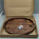 Acacia Wood Ottoman Tray with Handles - 20" x 15" Round - Large Oval Serving Trays for Living Room -Wooden Trays Decorative for Kitchen Counter, Coffee Table, Breakfast in Bed (Walnut Color)