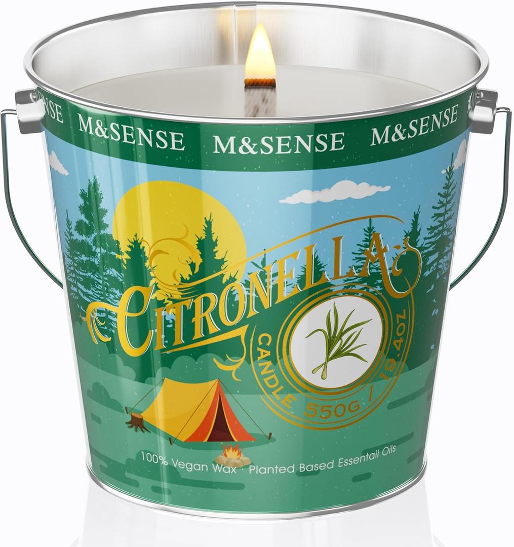 Citronella Candles Outdoor, 110 Hours Burn Natural Citronella Oil Soy Candle for Patio Camping, 19.4oz Large Long Lasting Lemongrass Summer Candles for Indoor Home Scented (Medium Jar)