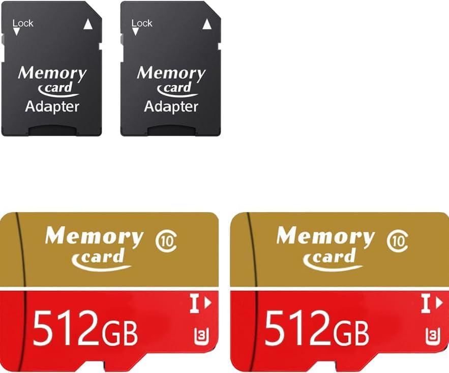 Micro Card 512GB 2-Pack TF Card MicroXC Memory Card C10, U3, A2, V30, 4K UHD for Drone, Action Camera, Handheld Consoles