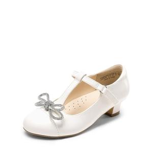DREAM PAIRS Girls Dress Shoes Mary Jane Heel T-Strap Party Flower Wedding Princess Pumps for Little Big Kid,Size 1 Little Kid,White,KKUMPU2505, Size 1