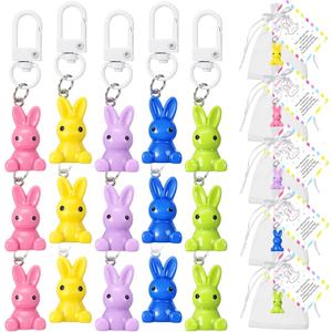 Huquary 90 Pcs Easter Bunny Keychain Gifts Set Include 30 Cute Rabbit Keychain Bulk 30 Bunny Pocket Hug Cards 30 Organza Bags Classroom Gifts Easter Goodie Bag Fillers Basket Stuffers Hunt Party Favor