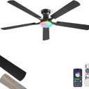 ZMISHIBO 60 Inch RGB Ceiling Fan with Light, Remote&App Control,Flush Mount