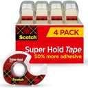 Scotch Super Hold, Transparent, Clear Glossy Finish, 4 Tape Rolls with Dispenser, Tape Rolls for Home Office and School, 3/4 in. x 650 in. Pack of 4