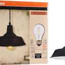 Sylvania Vintage Hudson Antique Pendant Light Fixture with 1 8.5W A19 LED Bulb Included, 800 Lumens, Antique Black, Dimmable (60053)
