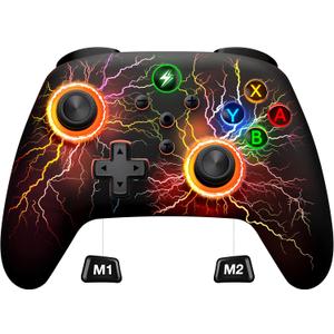 Wireless Switch 2 Pro Controller for Nintendo Switch Controller, Cool LED Wired PC Joysticks-Wireless iOS Gamepad/Android Remote/Programmable Nintendo Switch Accessories Interactive Gaming Figures (Colorful-Light Up)