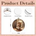 Hxlac Fall Squirrel Round Wall Art Framed, Fall Animal Maple Leaves Round Wall Decor, Rustic Autumn Squirrel Hanging Canvas Prints Wall Sculptures for Farmhouse Home Living Room Decor, 10x10 Inch