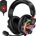 Tatybo PC Gaming Headset with Mic for PS5 PS4 Xbox, USB Headset with 7.1 Surround Sound, Wired 3.5mm Headphones, RGB