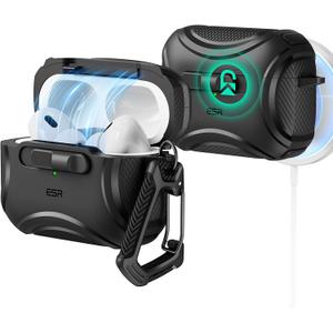 ESR for AirPods Pro 2 Case (2023/2022/2019, 2nd/1st Gen), Compatible with AirPods Pro 2nd Generation (USB-C/Lightning Cable), Effortless MagSafe, Drop-Proof Lock, Easy Open, Cyber Series, Black