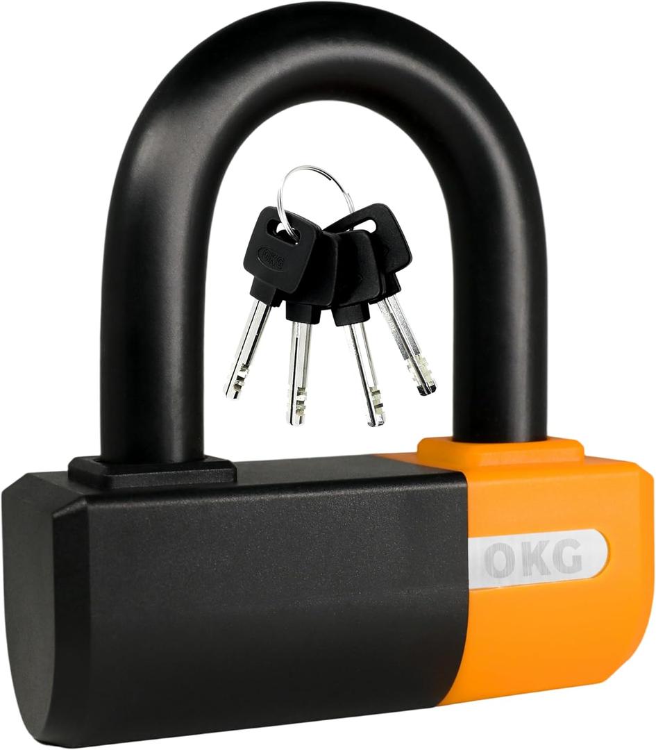 OKG Heavy Duty Small U Lock  18mm Anti-Cut Manganese Alloy Steel U-Shackle | Dual-Deadbolt Anti Theft Motorcycle Lock for eBike/ATV/Trailer | Drill-Proof & Weatherproof (4 Keys, No Security Chain)