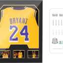 Nice C Jersey Frame Display Cases, Jersey Frame with Picture Slots, Jersey Shadow Box Display Case, 98% UV Protection, Football, Basketball (1 Pack, Black&Gold)