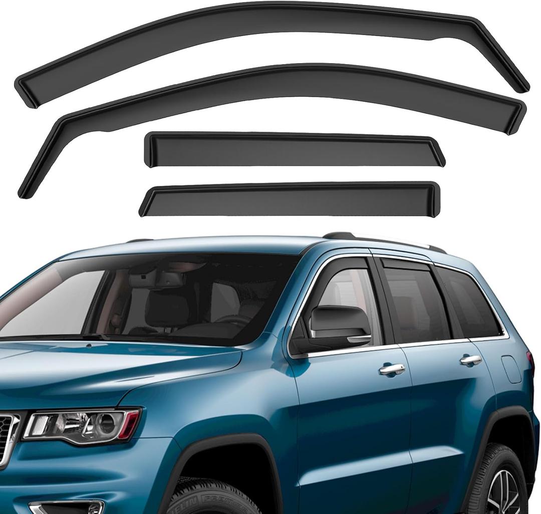ACLONG in-Channel Rain Guards Black Window Visors Compatible with Jeep Grand Cherokee 2011 2012 2013 2014 2015 2016 2017 2018 2019 2020 Side Shatterproof Sun Visor Window Deflectors 4-Pieces