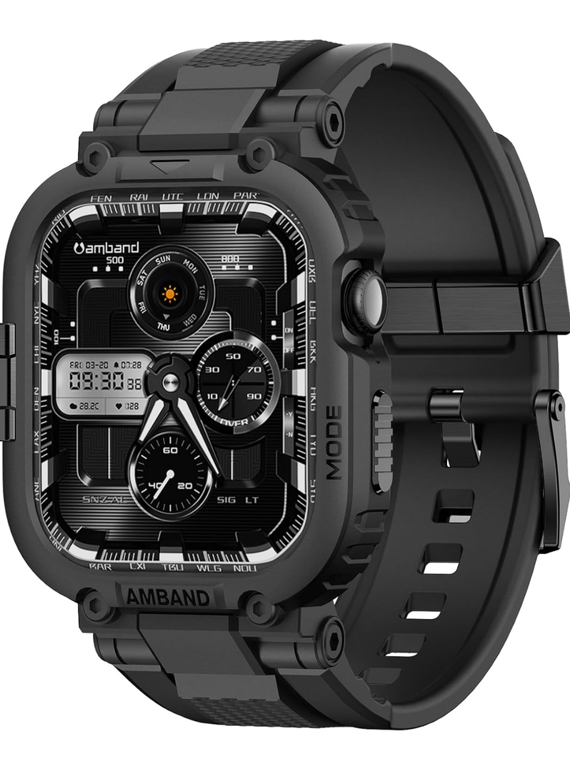 amBand M1 Sport Case Band for Apple Watch Ultra 3/2/1 & SE 3/2/1 & Series 11 10 9 8 7 6 5 4 3 46mm, Shockproof & Scratch Resistant Rugged Bumper for Men