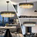 Black and Gold Crystal Chandelier 30'' K9 Crystal Luxury Round Pendant Lights Adjustable 6-Tier 12-Lights Large Modern Crystal Chandelier Light for Dining Room Living Room Foyer Entryway
