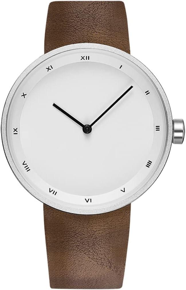 AGEN KGEN Mens Watches Ultra-Thin Minimalist Waterproof Fashion Simple Business Wrist Watch for Men Unisex Dress with Leather Band (521-Silver Brown)
