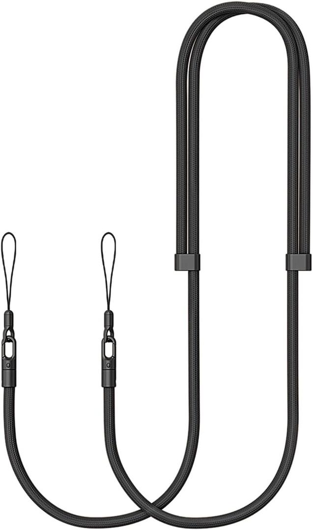 Thickened Crossbody Strap (Without Case) Compatible with Iphone 17/Air/Pro/Max Phone Cases and Other Device with Dual Lanyard Holes, Adjustable Hands-free Shoulder Neck Camera Phone Strap (Black)