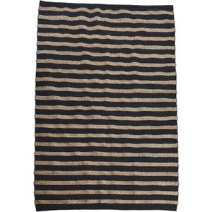 Main + Mesa 3' x 5' Jute Cotton Area Rug, Black and Natural