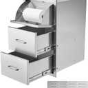 VEVOR 17W x 30H x 21D Inch Outdoor Kitchen Stainless Steel Double Access Drawers with Paper Towel Holder Combo for BBQ Island or Grill Station