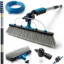 IGAD Solar Panel and Window Cleaning Kit with 18ft Extendable Pole, 2 Water Fed Brushes, 33ft Hose, Blue, 16 Inches, Nylon, Aluminum
