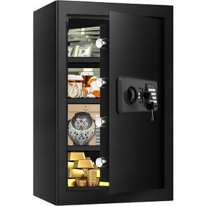 6.0 Cub Large Fireproof Safe Box for Home Use, Digital Security Safes Fireproof Waterproof with Combination Lock and 3 Removable Shelves, Anti-Theft Home Fire Safe for Document Money Valuables